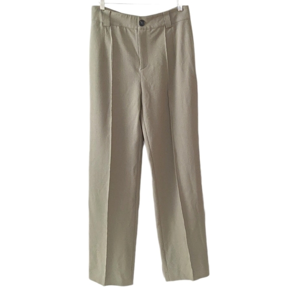 Zara olive green wide leg pants Medium @E - Picture 1 of 11